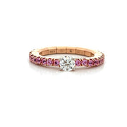 DEMEGLIO 18K Rose Gold Stretchable Pink Sapphire and Diamond Ring
